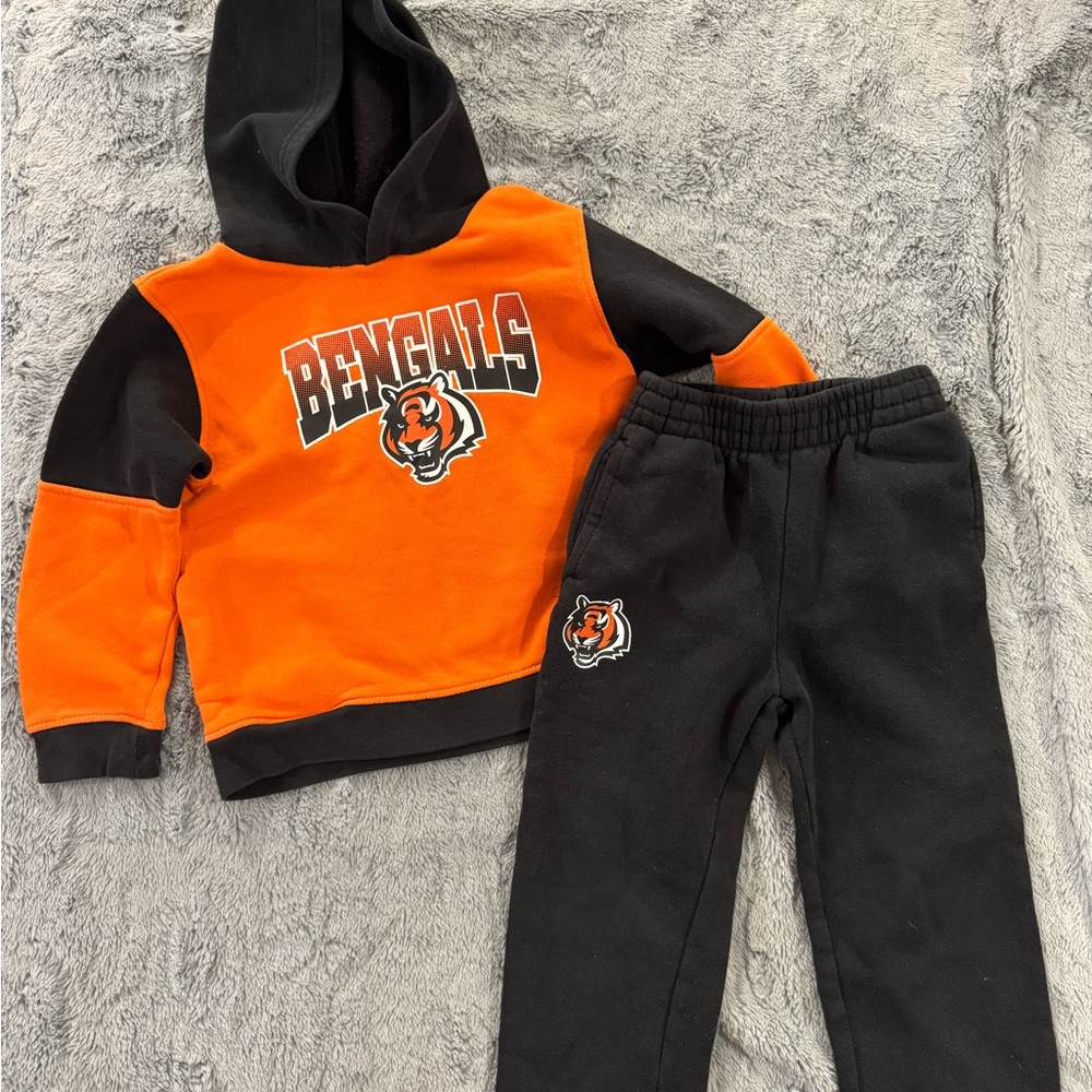 Kids Bengals Sweatpants & Hoodie Set - Black and Orange
